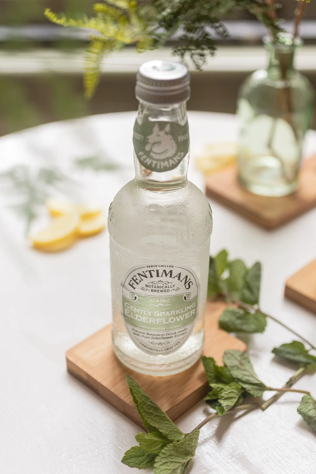 Elderflower Lychee Spritz, pale and sparkling
